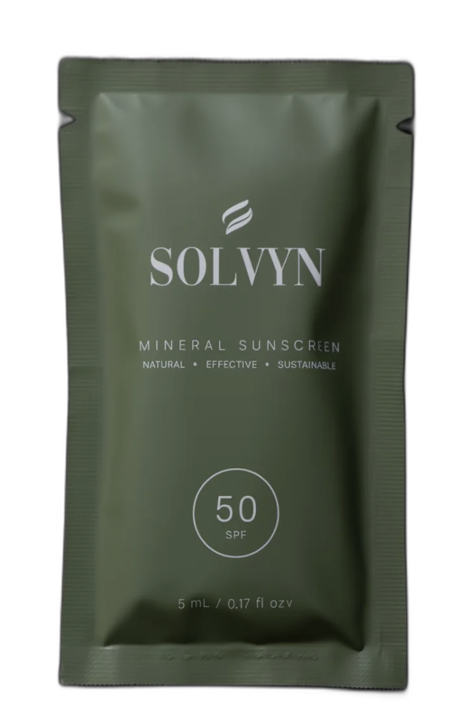Solvyn Shield SPF 50 single-use mineral sunscreen sachet